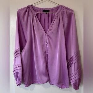1.STATE| NEW Satin Pink/Purple V-Neck Oversized Flowy Blouse Sz XL NWT
